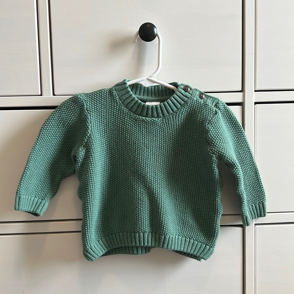 H&M baby green knit sweater, 6-9 months.